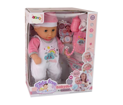 Baby Doll Sound Pacifier Bib Pink White Cloud Pyjamas