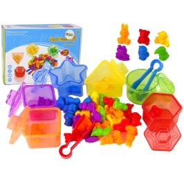 Educational Sorting Toy Rubber Animals Glitter Bins 36 Pieces