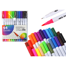 Set of 24 double-sided markers in various colors in an organizer