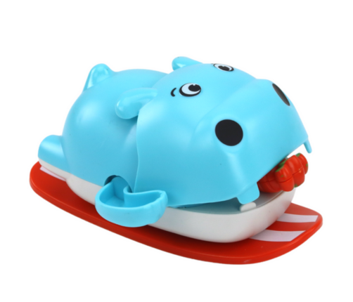 Wind-up Bath Toy Floating Hippopotamus On A Board