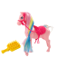 Figurine Horse With Colorful Mane and Pink Brush Saddle