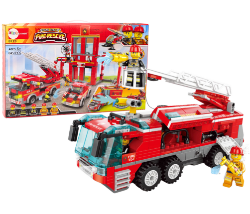 Bricks Set Fire Department Base Car Auto Helicopter 845 El