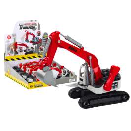 Crawler Excavator White and Red Metal Bucket