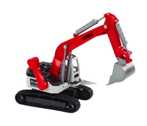 Crawler Excavator White and Red Metal Bucket