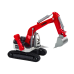 Crawler Excavator White and Red Metal Bucket