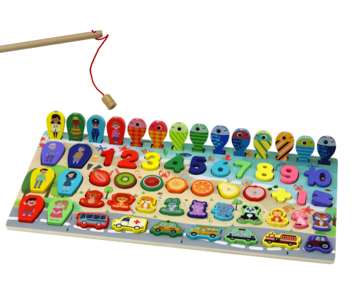 Educational Panel Wooden Sorter Board Colorful Science Puzzle 59 pieces.