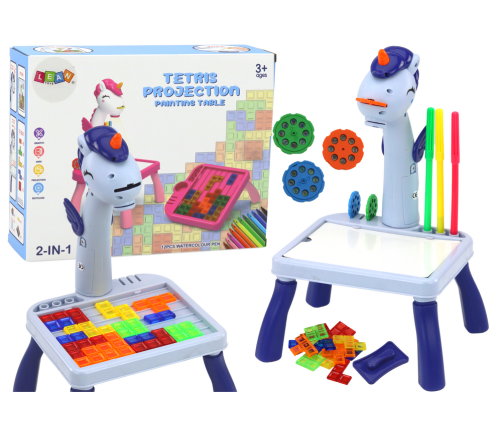 Mini Projector Tetris Table 2in1 Blue Unicorn