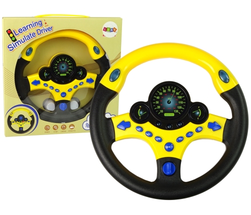 Interactive Yellow Steering Wheel Driving Simulator Sounds Lights