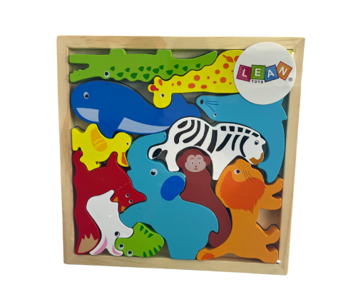 Wooden Puzzle Animals to Match Lion Rabbit