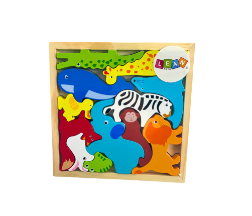 Wooden Puzzle Animals to Match Lion Rabbit