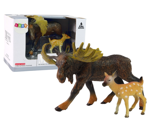 Set of 2 Elk and young deer figures  Forest Animals