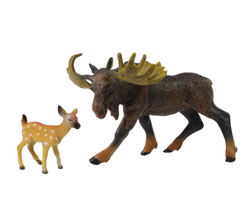 Set of 2 Elk and young deer figures  Forest Animals