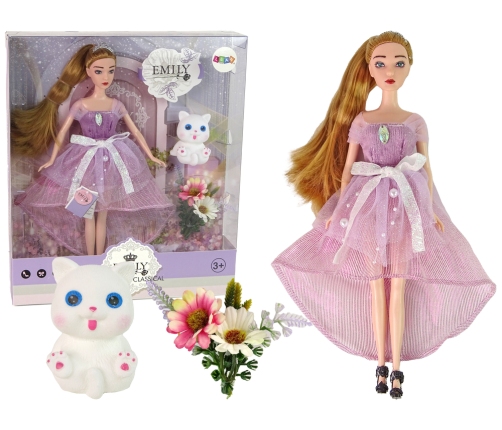 Emily Long Hair White Cat Baby Doll