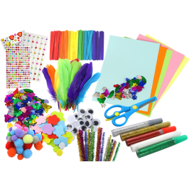 Little Artist's Creative Set Stickers Pompoms Feathers Glitter