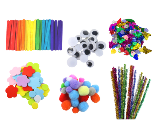 Little Artist's Creative Set Stickers Pompoms Feathers Glitter