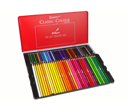 Set of 72 Art Crayons Metal Container