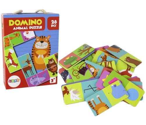 Logic Game Double-Sided Domino Animals Puzzle 10cm x 5cm 28 Pieces.