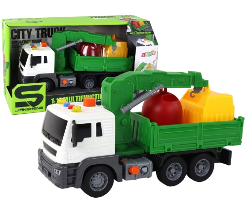 Garbage Truck With Crane Friction Drive Green 1:16