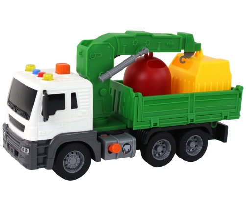 Garbage Truck With Crane Friction Drive Green 1:16