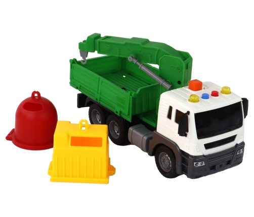 Garbage Truck With Crane Friction Drive Green 1:16