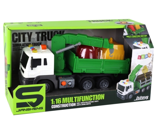 Garbage Truck With Crane Friction Drive Green 1:16