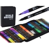 A set of 120 colorful double-sided markers in a pencil case