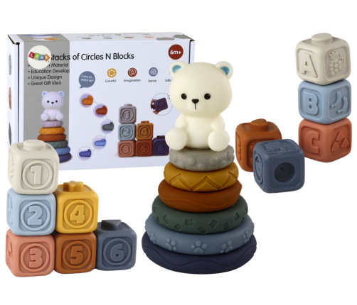 A set of educational blocks for toddlers - Pyramid Teddy Bear