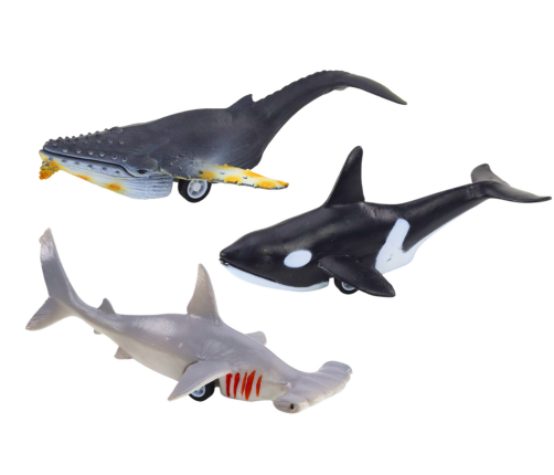 Figurines Vehicles Sea Animals Friction Drive Shark Killer Whale 6 pcs