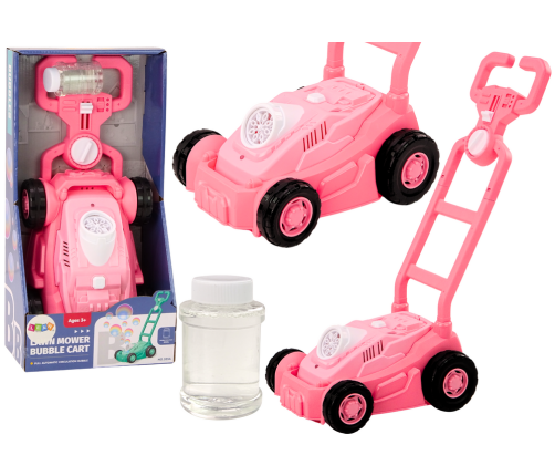 Soap Bubble Machine Lawn Mower Ride-On with Pink Handle