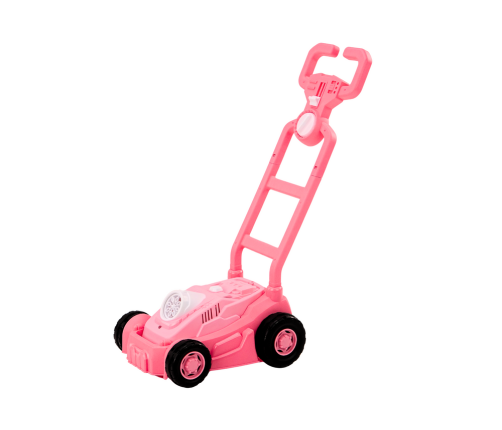 Soap Bubble Machine Lawn Mower Ride-On with Pink Handle