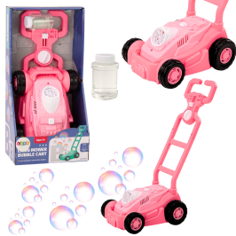 Soap Bubble Machine Lawn Mower Ride-On with Pink Handle