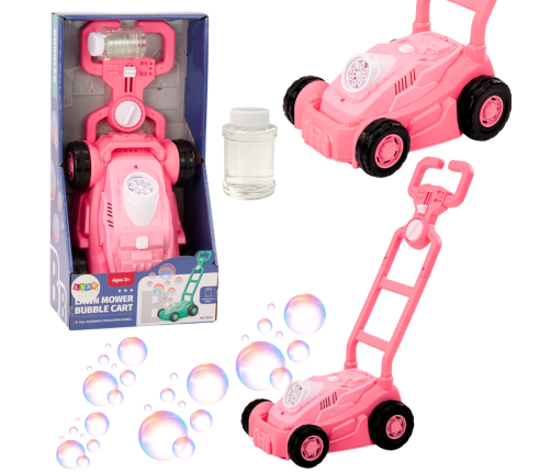 Soap Bubble Machine Lawn Mower Ride-On with Pink Handle