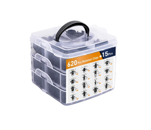 Set of Car Clips in Organizer 16 Sizes PVC 620pcs