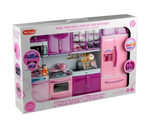 Doll's Kitchen Furniture AGD Food  Pink&Purple