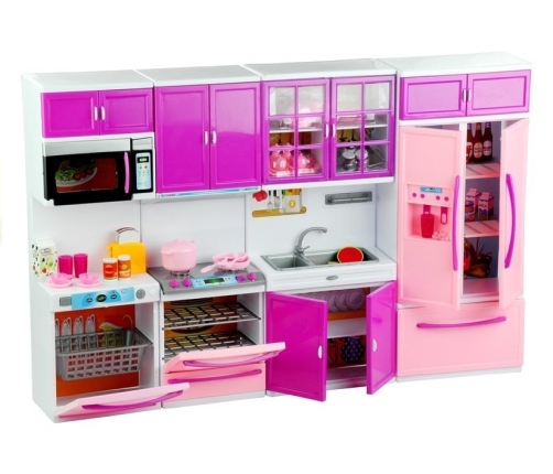 Doll's Kitchen Furniture AGD Food  Pink&Purple