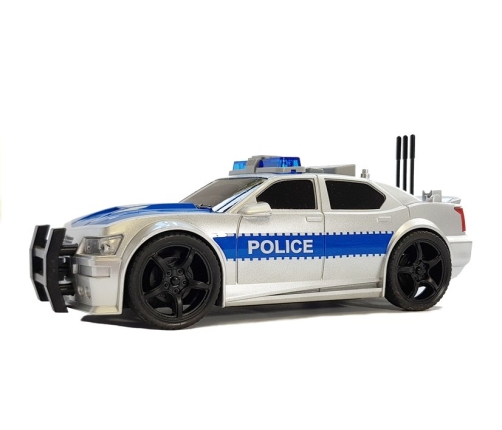 Battery Operated Police Car 1:20 Lights and Sounds Strung Silver