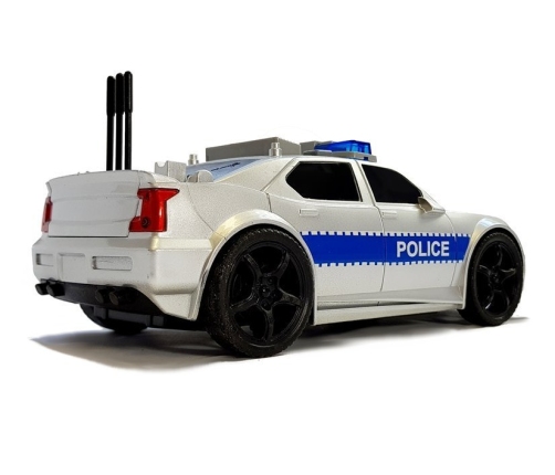 Battery Operated Police Car 1:20 Lights and Sounds Strung Silver