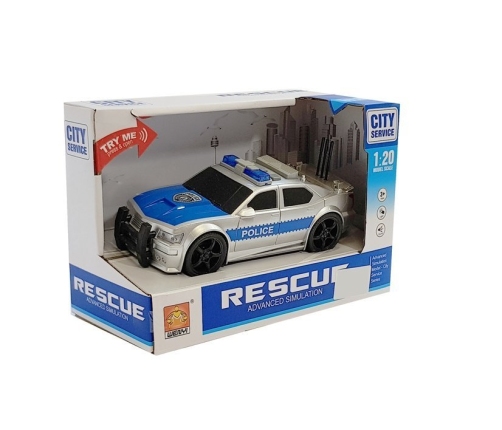 Battery Operated Police Car 1:20 Lights and Sounds Strung Silver