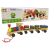 Wooden Train Locomotive. 2 Detachable Wagons