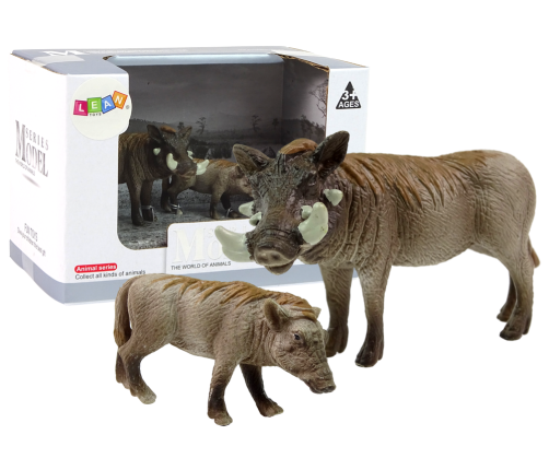 Set of 2 Figures African warthog with young  Animals of the World Series