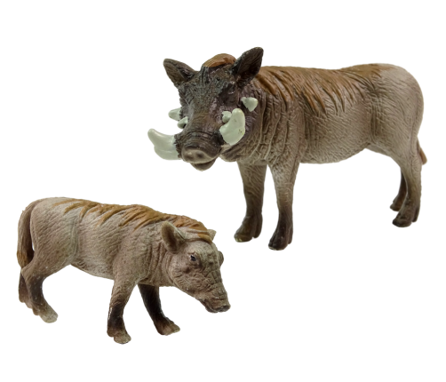 Set of 2 Figures African warthog with young  Animals of the World Series