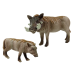 Set of 2 Figures African warthog with young  Animals of the World Series