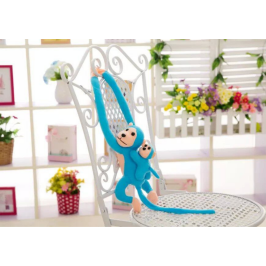 Mascot Plush Monkey with Baby, Blue 70 cm