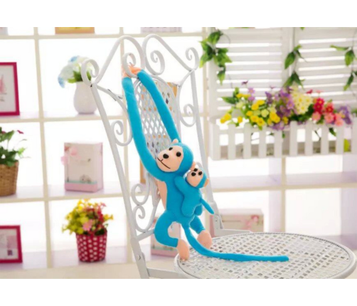 Mascot Plush Monkey with Baby, Blue 70 cm