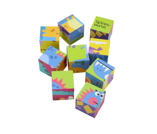 Educational Puzzle 6in1 Blocks Puzzle Cubes 6 Pictures Dinosaurs 9 El.