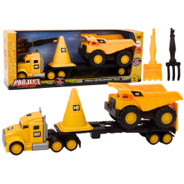 Set of Construction Machinery Truck Dump Truck Movable Yellow