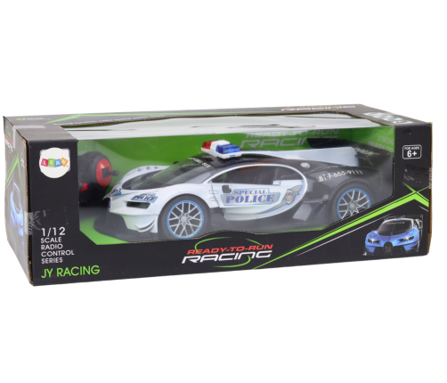 Remote Controlled RC Police Car in 1:12 Scale White