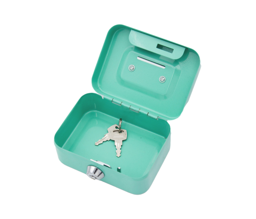 Piggy Bank Storage Box, Lockable, Two Keys, Metal, Turquoise