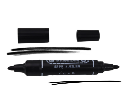 Double-Sided Waterproof Marker Set Black 10pcs.