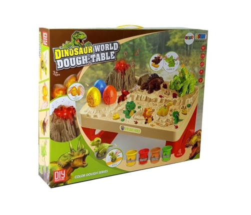 Daisy Play Dough Table Dinosaurs Eggs Mould Volcano with Glowing Lava 4 Colours